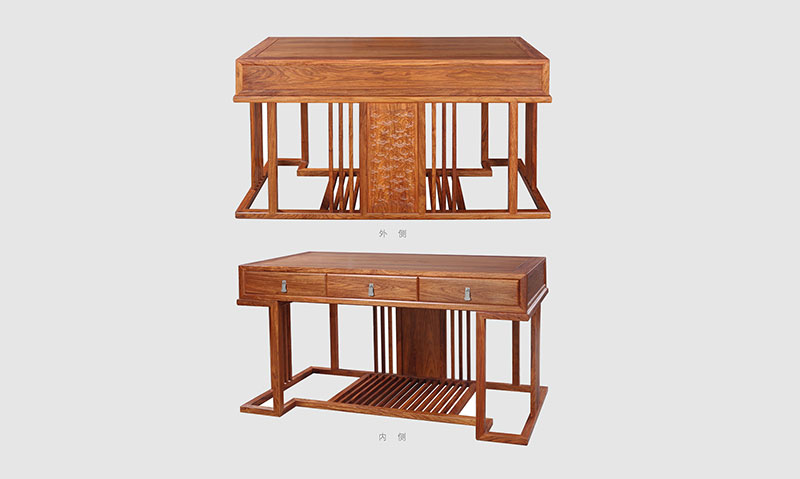 西城 别墅中式家居书房装修实木书桌效果图