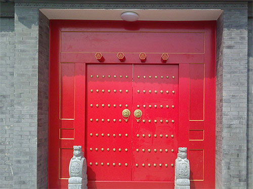 西城中国传统四合院系列朱红色中式木制大门木作
